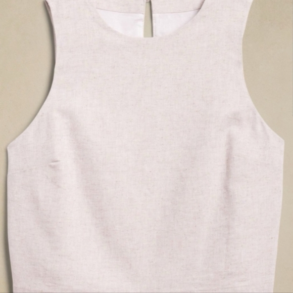 NWT Banana Republic Linen Blend Flax Sleeveless Cropped Shell Large New - Picture 3 of 5